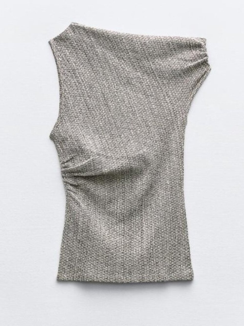 NWOT - Zara - Textured Asymmetrical Ruched Top - Size Medium
